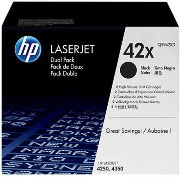 Toner HP 42X Q5942XD Pack de 2 Q5942X Original noir 2X 20 000 Pages 40 000 Pages  HP   