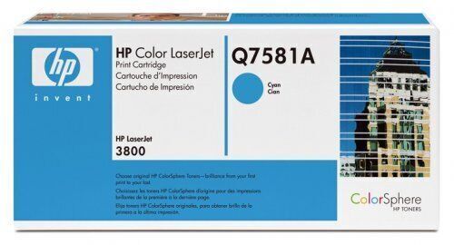 Toner HP Q7581A Original Neuf Cyan Pour HP LaserJet CP3505  3800 6000 pages  HP   