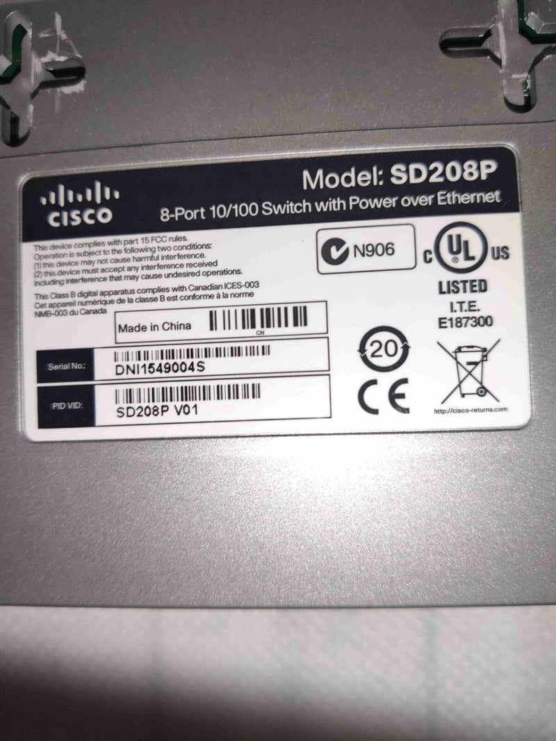 Cisco SD208P 8 Ports 10/100 Switch - Commutateur Ethernet PoE  Cisco   